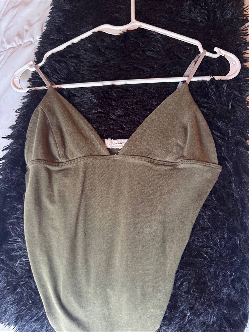 Olive Green Women's Spaghetti Strap V-Neck Tank Top